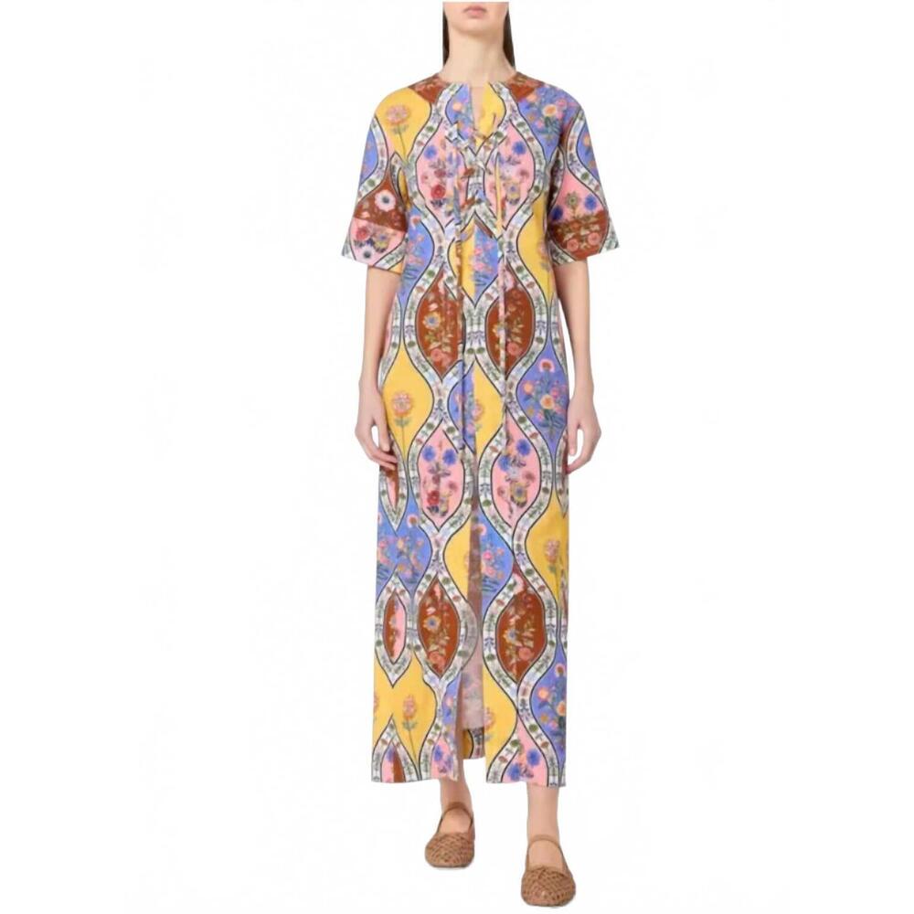 NEW BORGO DE NOR calista linen maxi dress in quilted floral